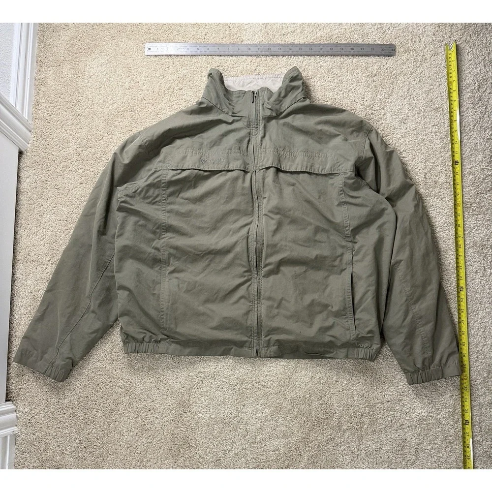 Columbia Sportswear Windbreaker Jacket Y2K XL Olive Green‎ Lightweight Full Zip